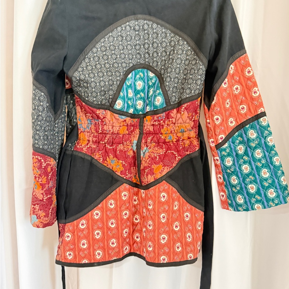 Vintage Patchwork Jacket | Quilted Boho Hooded Be… - image 4